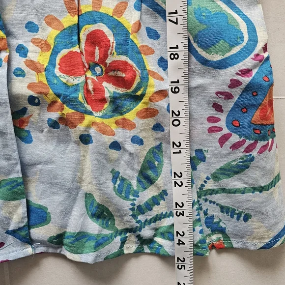 Hester & Orchard Anthropologie Linen Blend Paisley Top M Boho Resortwear Beachy - Picture 10 of 10